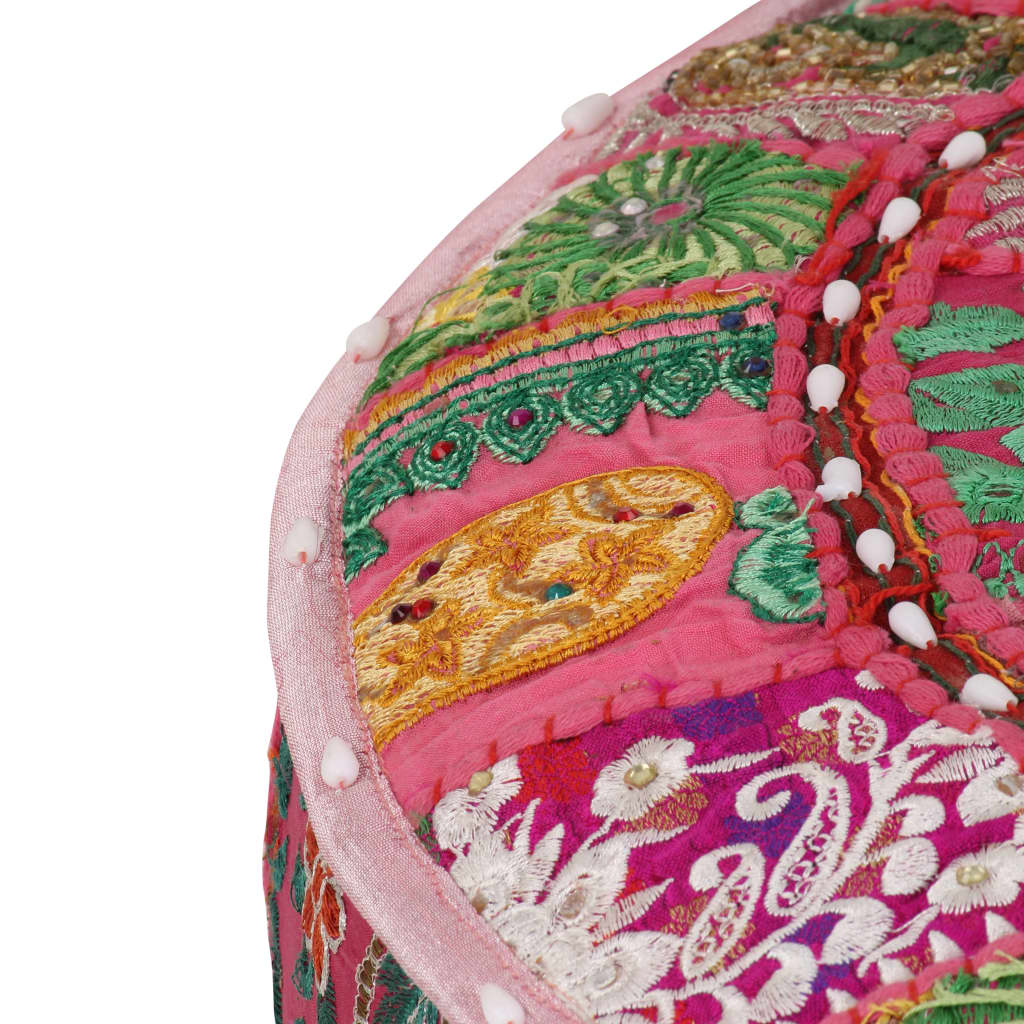 NNEVL Patchwork Pouffe Round Cotton Handmade 40x20 cm Pink