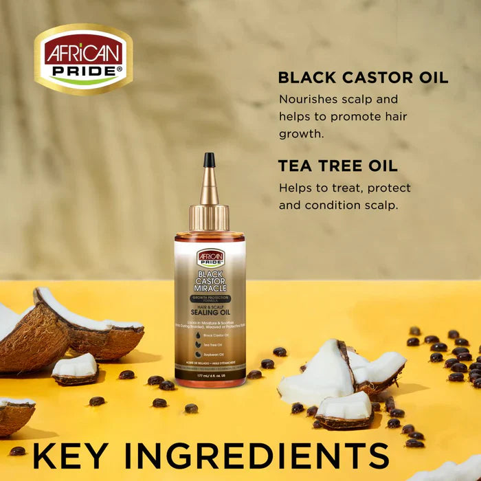 African Pride Black Castor Miracle Hair And Scalp Sealing Oil 177ml