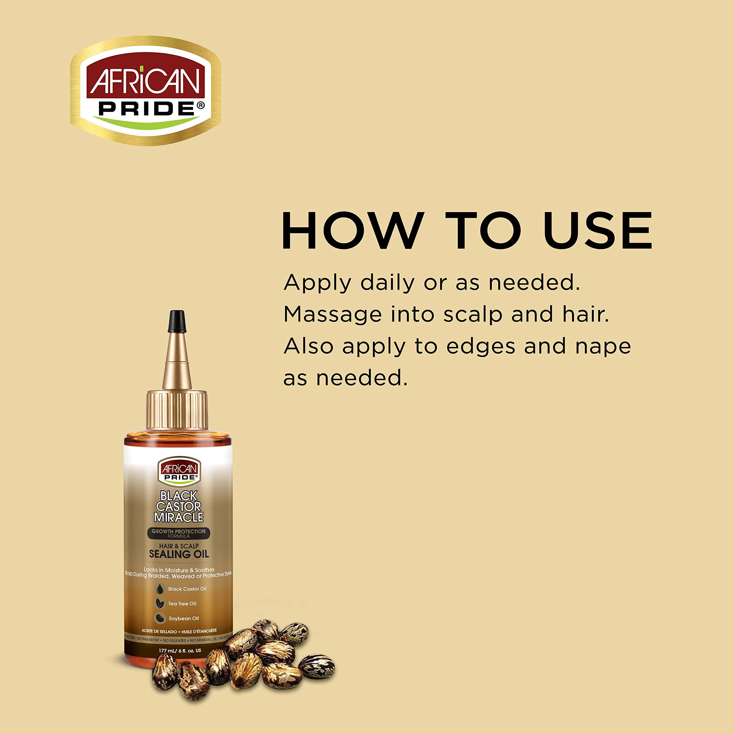 African Pride Black Castor Miracle Hair And Scalp Sealing Oil 177ml
