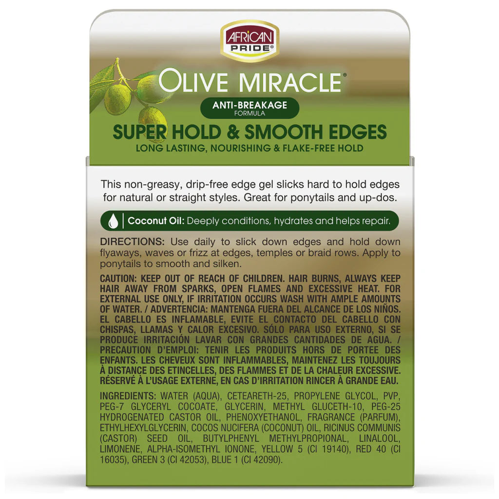 African Pride Olive Miracle Anti-Breakage Super Hold Smooth Edges Hair Gel 64g