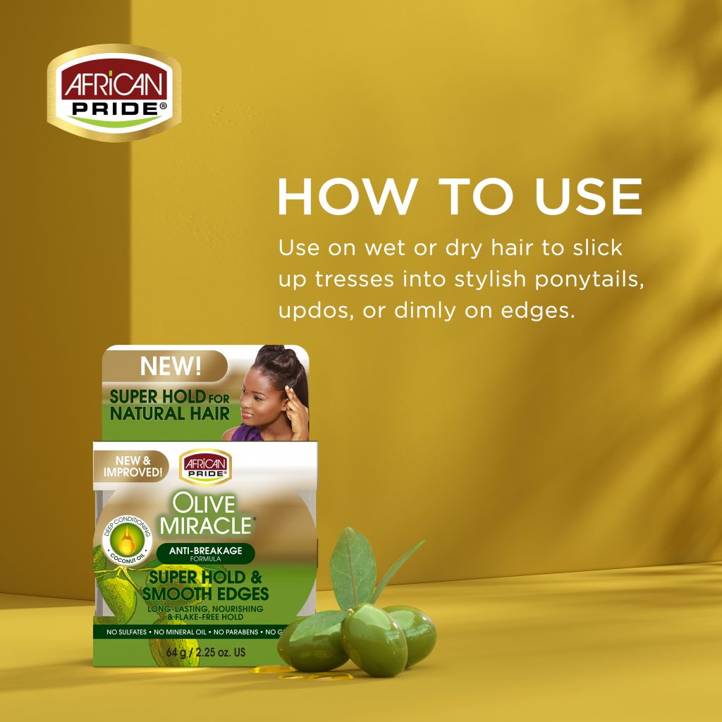 African Pride Olive Miracle Anti-Breakage Super Hold Smooth Edges Hair Gel 64g